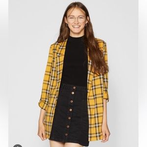 Stradivarius Mustard Checkered Blazer